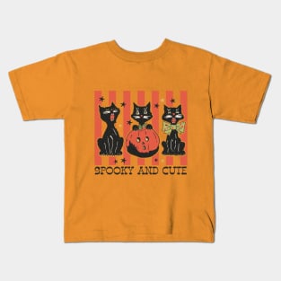 Retro Halloween Spooky & Cute Black Cats Kids T-Shirt